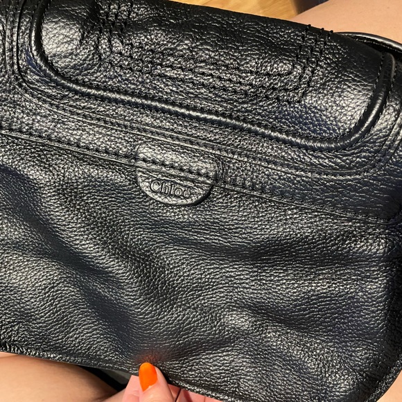 Vintage Chloe Messenger Crossbody Pebble Leather Rare find Designer Luxury bucke - Picture 8 of 12